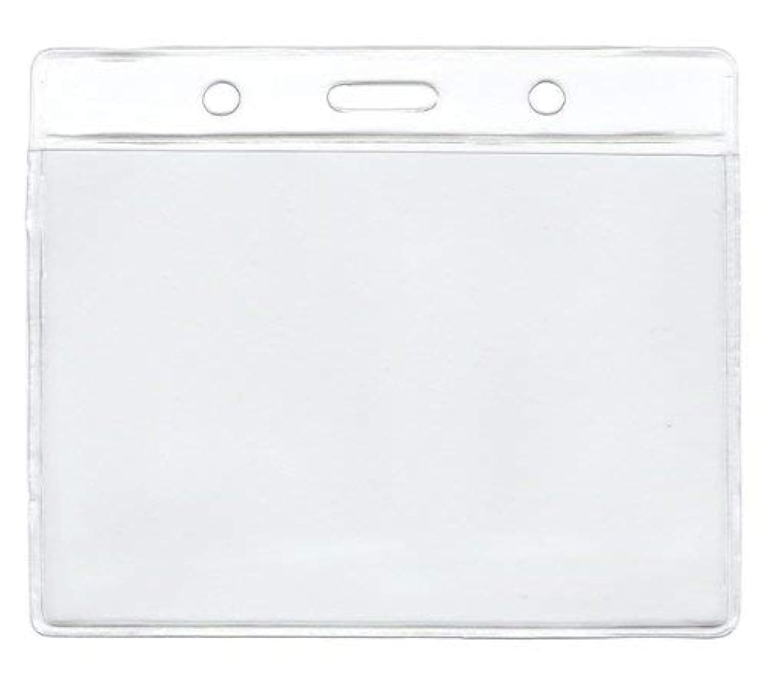 CKB Ltd 50x Conference Extra Large Horizontal Clear ID Badge Card Plastic Pocket Holder Pouchs 118mm x 110mm / Holds a Card 115mm x 95mm