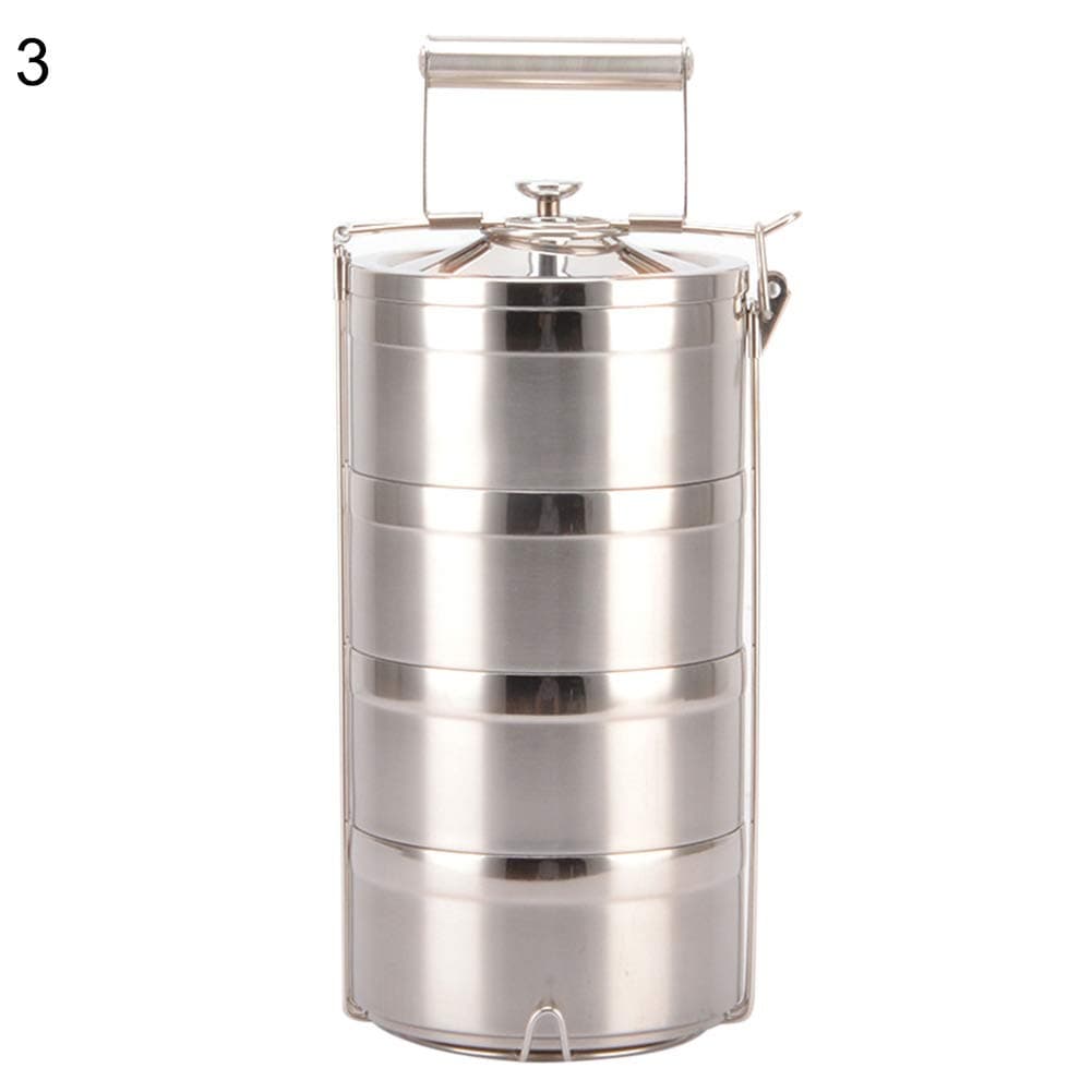 Multi-Layer Thermal Lunch Box Bento Box, Stainless Steel Kitchen Storage, Food Container Lunchbox for Adults, Kids - 4 Layer 15cm*