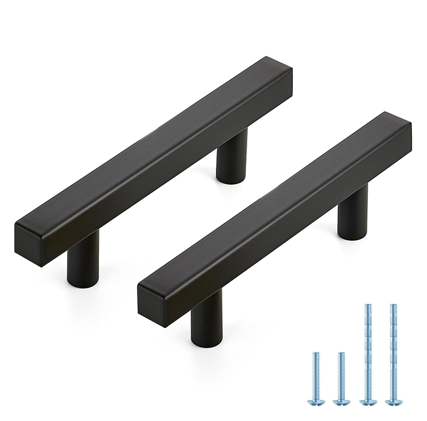 JOY DECOR 30 Pack 3 Inch Matte Black Square Cabinet Handles Stainless Steel Cabinet Hardware Pulls for Kitchen and Drawers with 5 Inch Overall Length