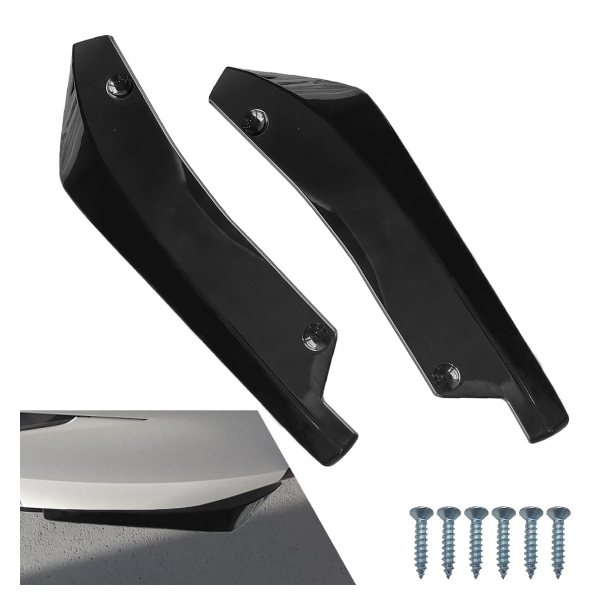 2PCS Universal Car Rear Bumper Lip Splitter Canard Diffuser - Side Fin Fenders Skirt Protector Exterior Decoration Trim for Car (Black)
