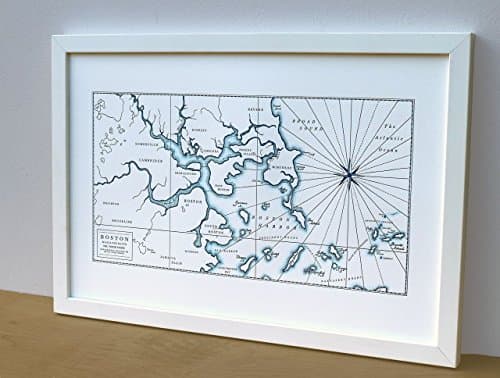 Historic Boston Harbor, Letterpress Map Unframed Print