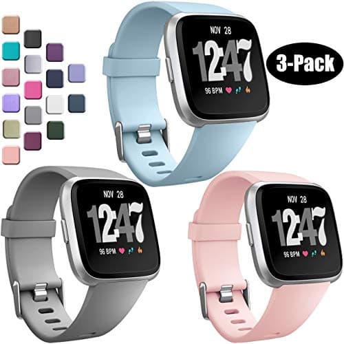 Wepro Bands Compatible with Fitbit Versa/Fitbit Versa 2/Fitbit Versa Lite SE SmartWatch for Women Men, Sports Replacement Wristband Strap for Fitbit Versa Watch, Small, Large