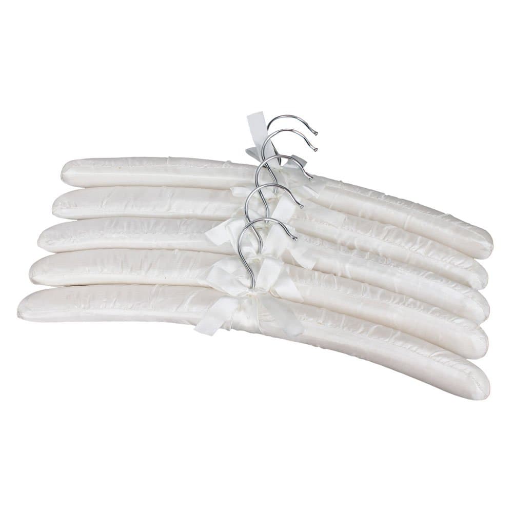Getmore Durable 25pcs(5* 5pcs) 14.76 * 4.65 Inch Satin Padded Clothes Hangers Milky (5)