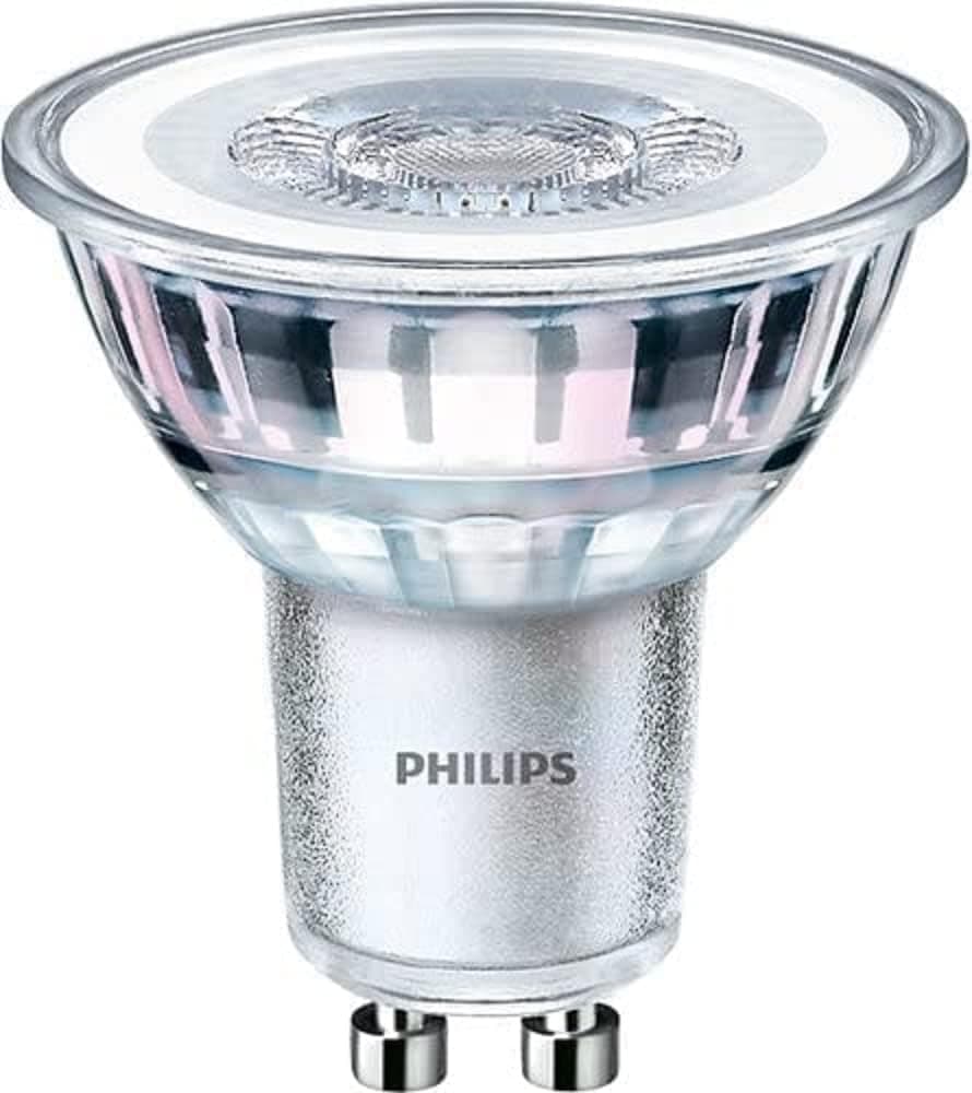Philips LED Premium Spot Light Bulb 10 Pack [GU10 Spotlight] 4.6W (50W equivalent). Non-dimmable, Warm White, For Indoor Home Lighting, Livingroom, Bedroom