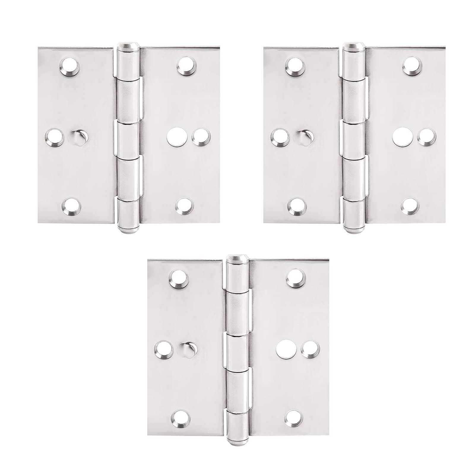 HOME MASTER HARDWARE3.5 in. x 3.5 in Stainless Steel Residential Door Hinge Interior Hinge Square Corner with Screws 3-Pack