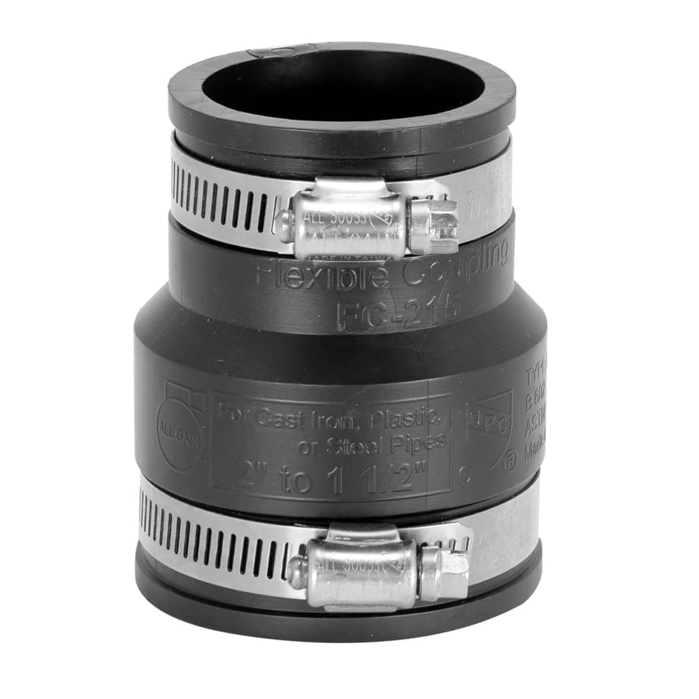 EASTMAN 86002 Flexible Rubber Pipe Coupling, 2" x 1-1/2", Black