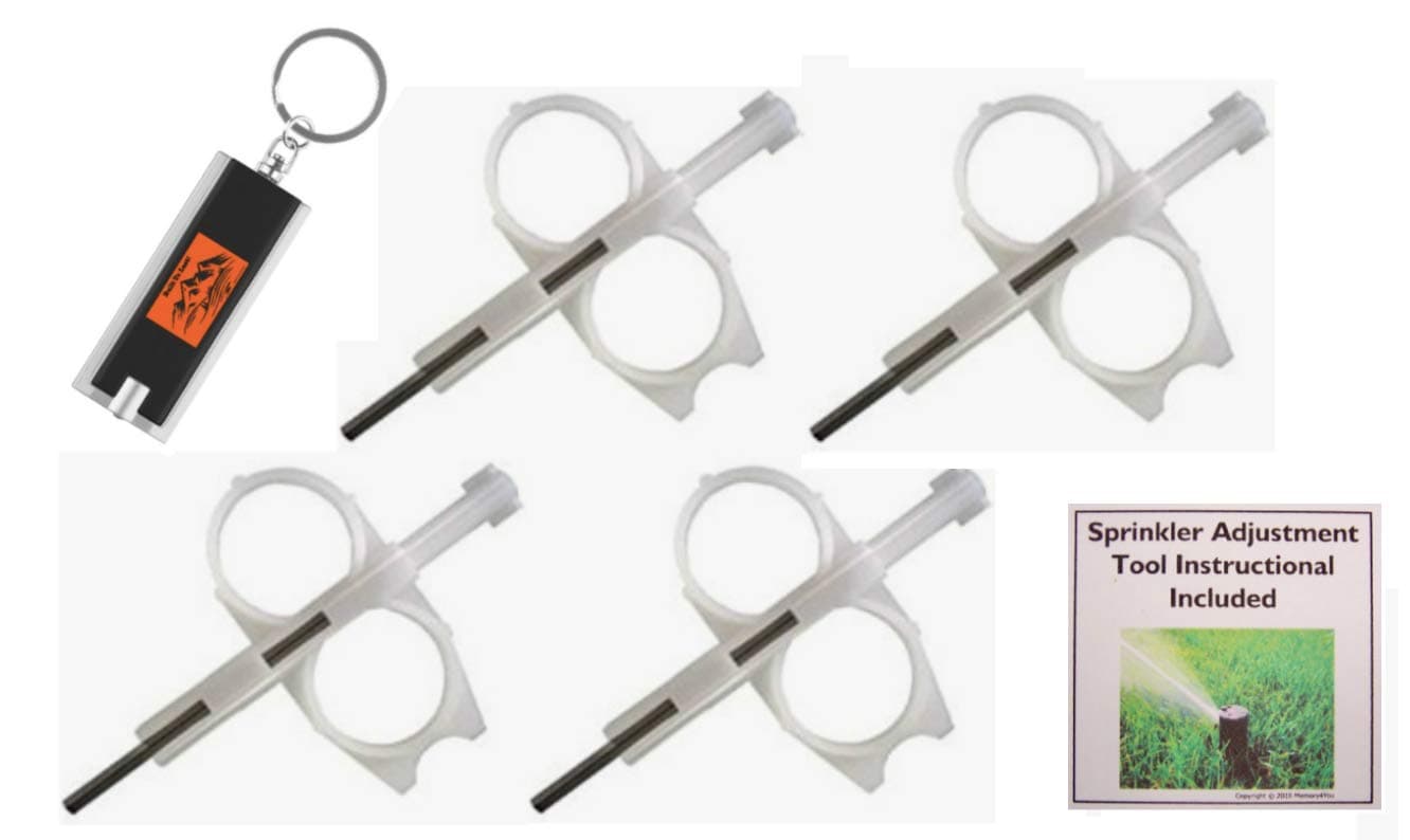 4 Pack Hunter PGP Rotor Adjustment Tool – PGP Sprinkler Keys / Rotor Tool / PGP Adjustment Tool, Hunter Irrigation Sprinkler Key Adjustment Wrench Fits: PGP, PGJ, I20, I25, I40 Heads + LED Keychain