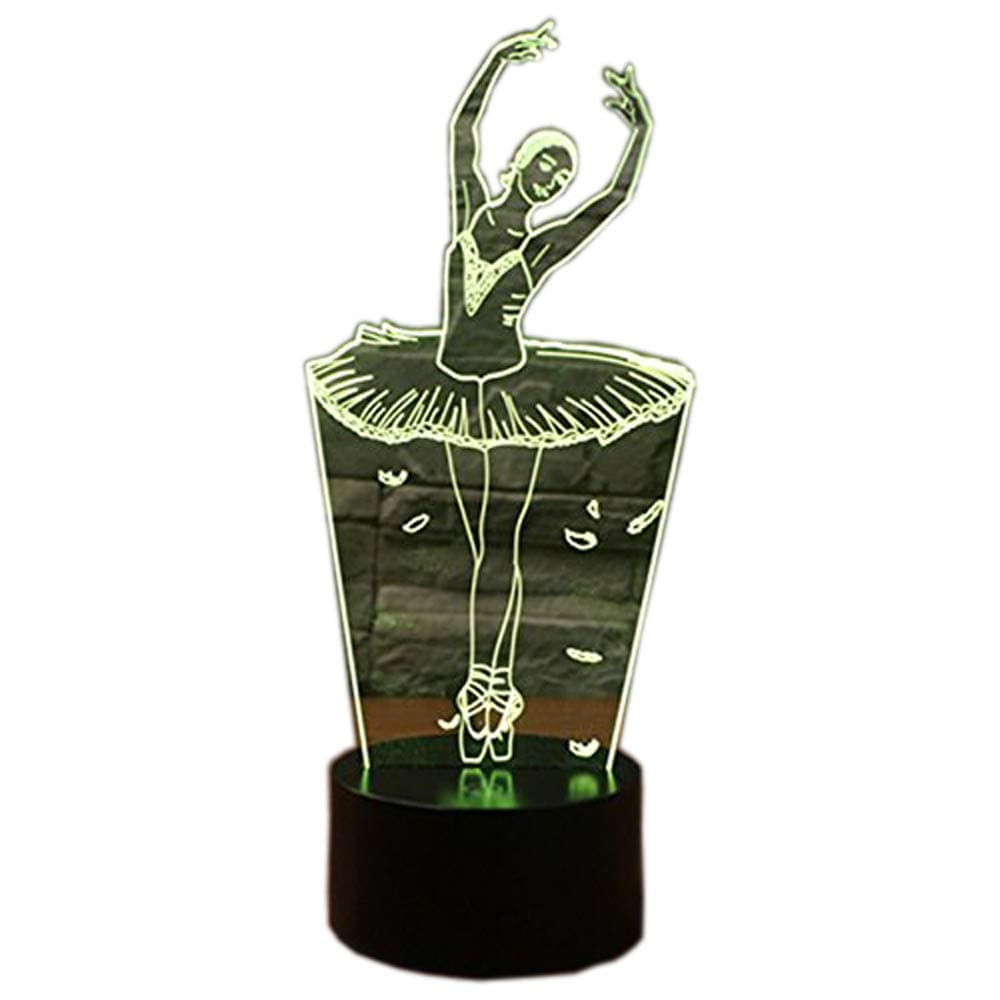 3D Illusion Lamp Novelty Optical Led Light 7 Colors Change Ballet Dancer Girl Light Touch Switch Table Desk Lamps for Kids Bedroom Birthday Gifts