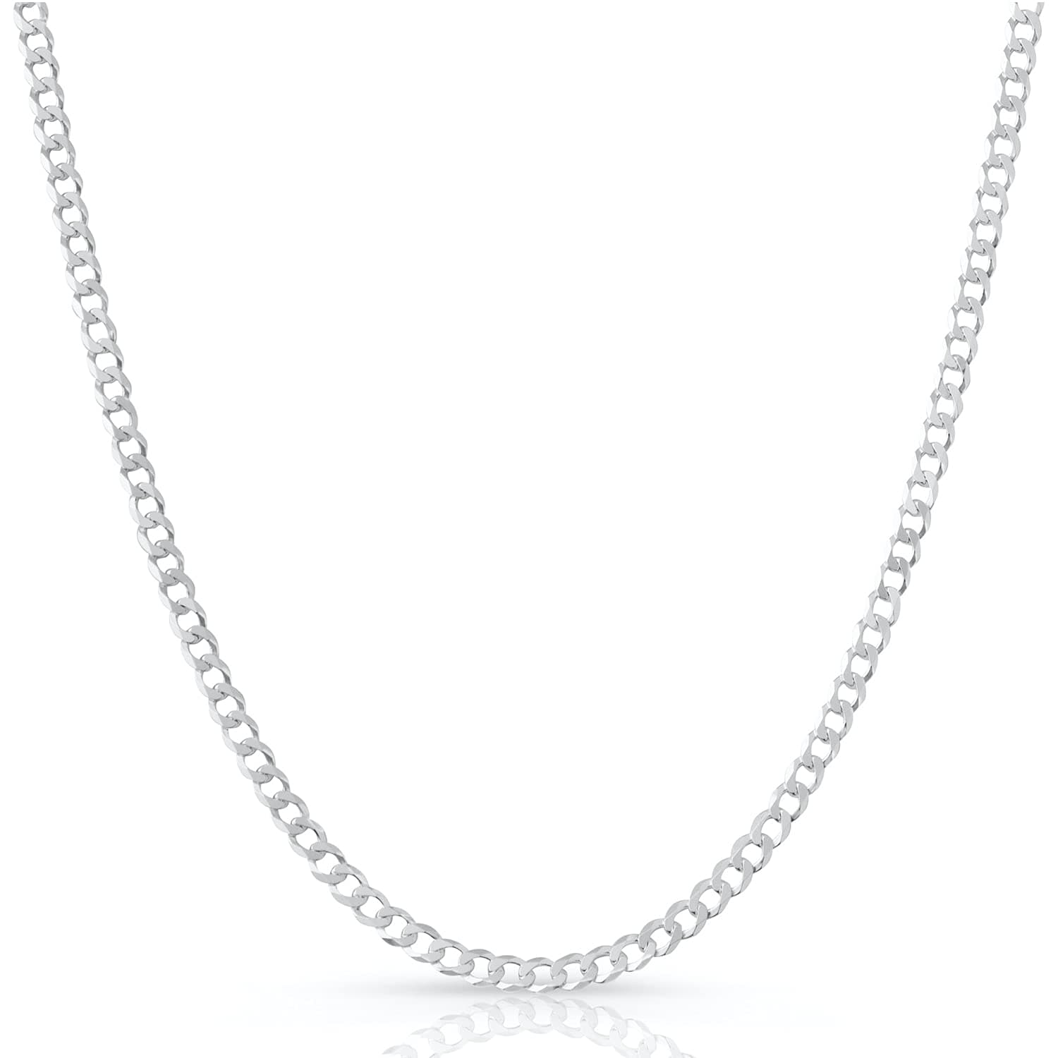 Authentic Solid Sterling Silver Cuban Curb Link Chain Necklaces 2MM & 3MM, Italian 925 Sterling Silver Chain Men Women, Sterling Silver Necklace Chain, Mens Chains, Next Level Jewelry