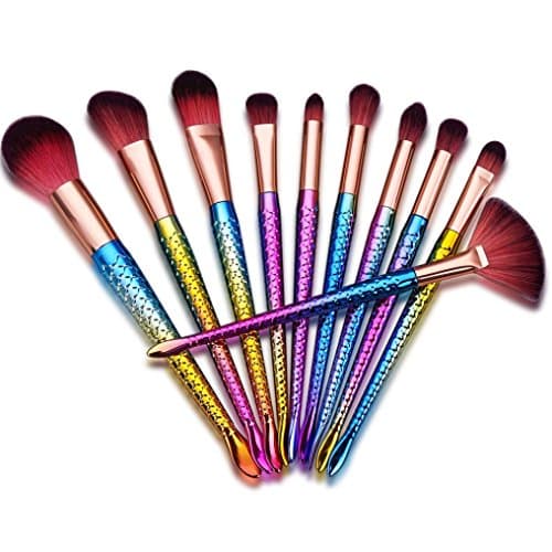 Start 10Pcs Pro Multicolor Makeup Cosmetic Brushes Set Powder Brush for Face Makeup