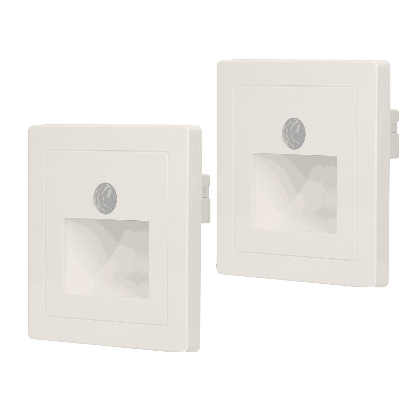 Eacam Motion Sensor Step Light Wired Indoor Motion Activated Footlight LED Stair Light Auto Control Lamp Deck Light LED Wall Lights for Stairway Porch Corridor Corner (AC 220V, White)