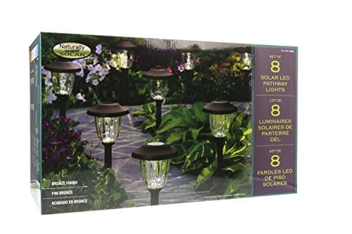 Naturally Solar 8 Piece LED Solar Pathway Lights Set Bronze Finish 6 Lumens