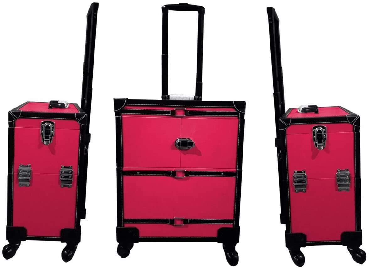 New 3 Draw Rolling Trolley Vanity case with telescopic handle, make up case (PINK)