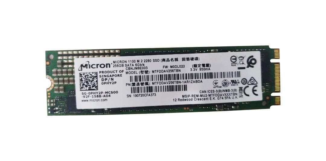 Micron 256GB M.2 2280 NGFF SSD (Solid State Drive) 3D NARD TLC SATA III (MTFDDAV256TBN)