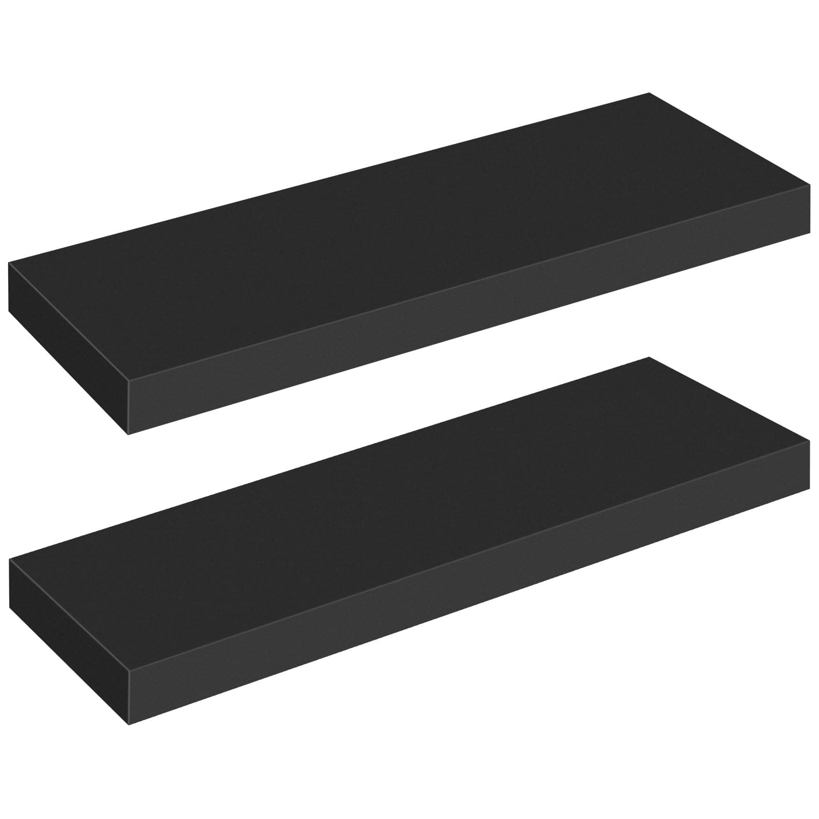 Floating Shelves for Wall, Wall Mounted Shelf Set of 2, 23.6" Hanging Shelf with Invisible Brackets, for Wall in Bathroom, Bedroom, Toilet, Kitchen, Living Room, Office, Black BK60BJ01