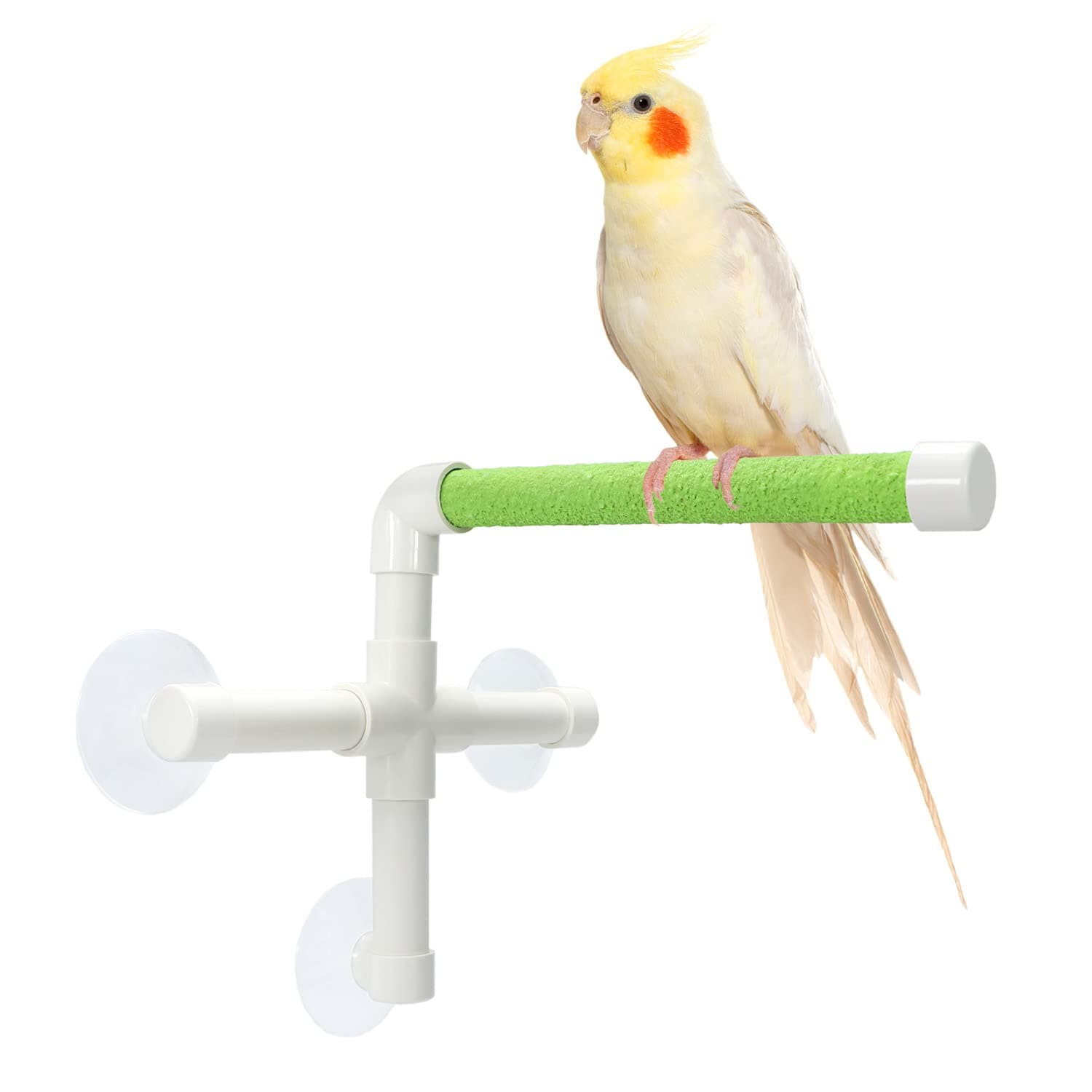 Bird Portable Suction Cup Shower Perch Window Wall Standing Platform for Parrot Parakeet Conure Cockatiel African Grey (Random Color)