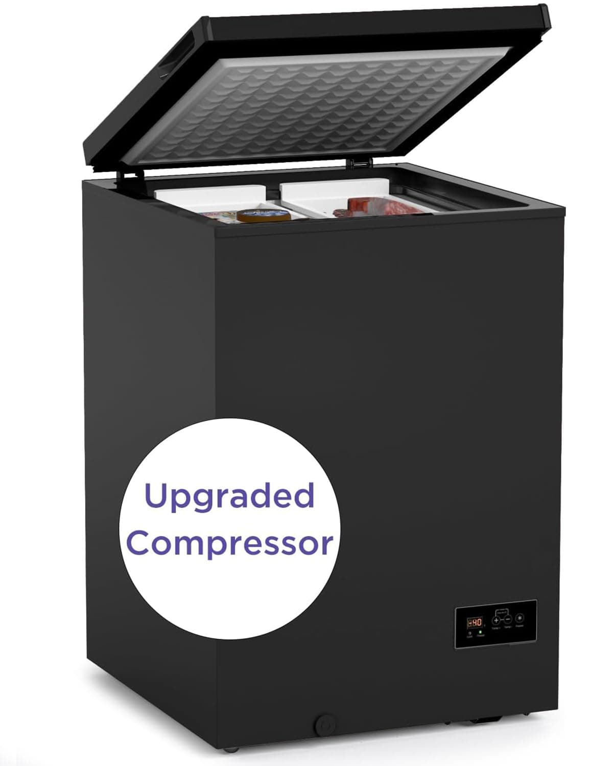 Northair 3.5 Cu Ft Chest Freezer - 2 Removable Baskets - Quiet Compact Freezer - 7 Temperature Settings - Black