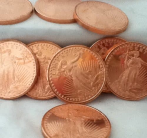 1 Pound (Flat Style) Copper Bar + 5 (Five) 1 Ounce Copper Rounds