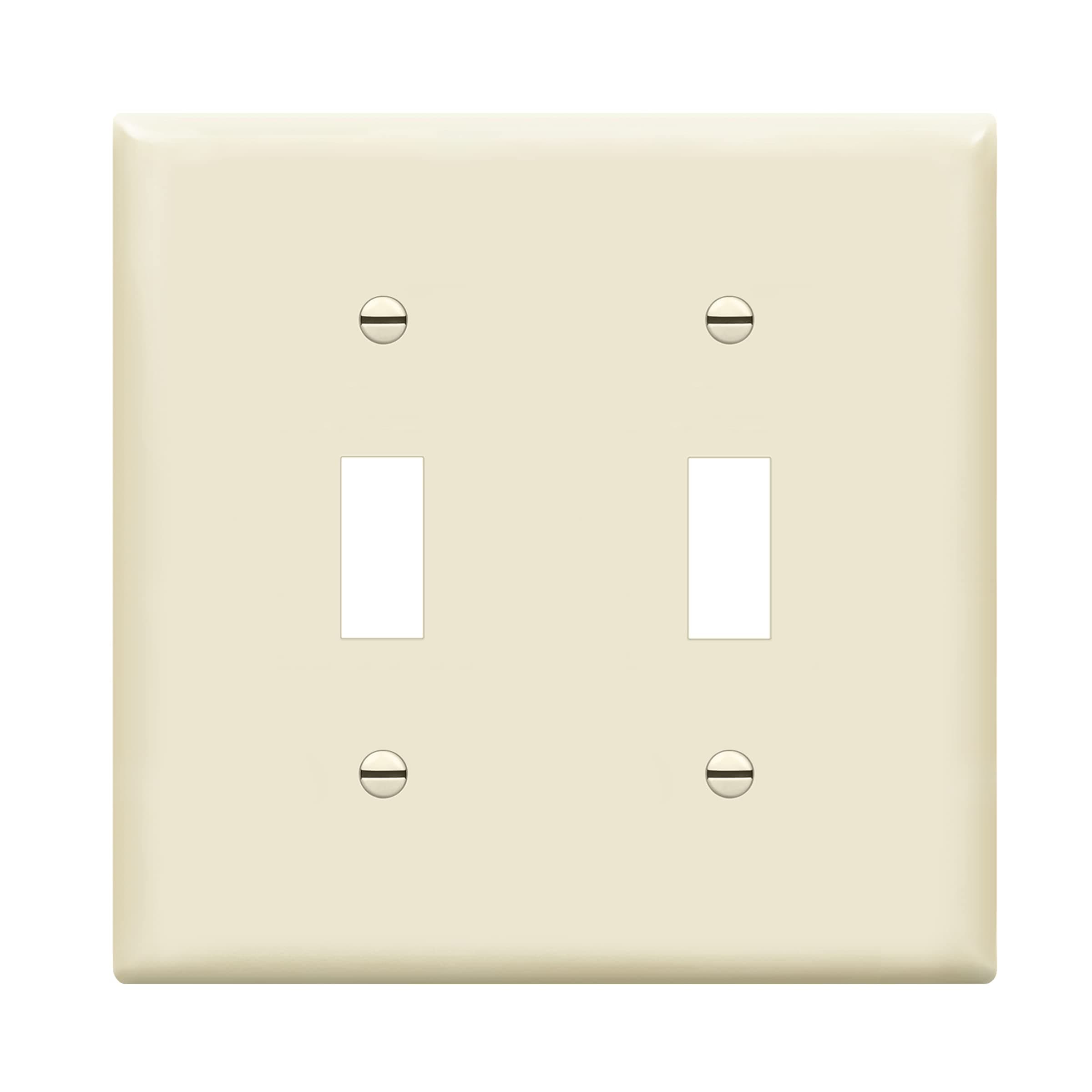 ENERLITES Toggle Light Switch Wall Plate, Gloss Finish, Size 2-Gang 4.50" x 4.57", Unbreakable Polycarbonate Thermoplastic, 8812-LA, Light Almond