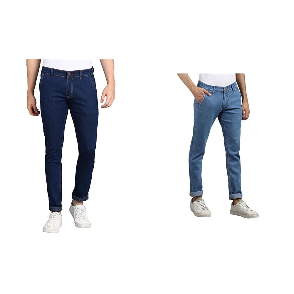 Supernova Inc.Men's Blue Slim Fit Solid Jeans Stretchable (suplpsjean-mblue-32) Men's Light Blue Slim Fit Solid Jeans Stretchable (suplpsjean-lblue-32)