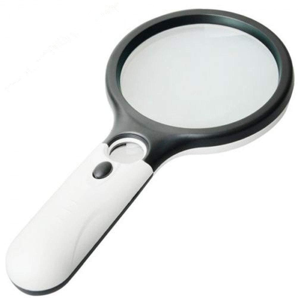3 LED Light 3X & 45x Handheld Magnifier, Reading Magnifying Glass Lens Jewelry Loupe, Book and Newspaper Reading, Insect and Hobby Observation, Classroom Science Magnifier Glass with Light