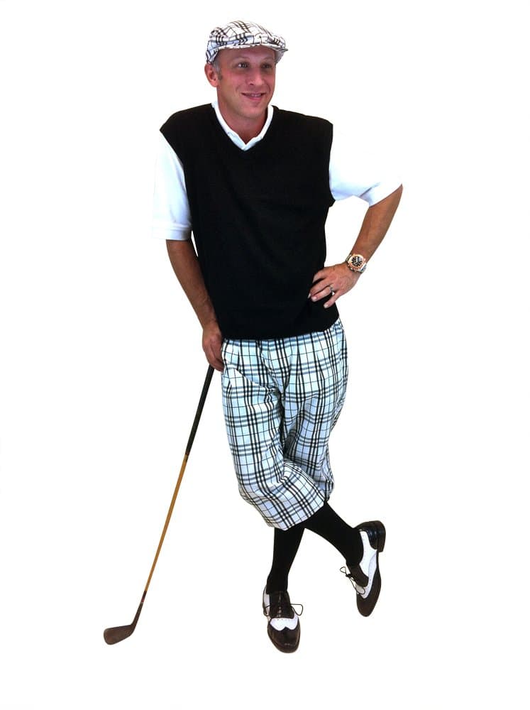 Men's Royal Troon Check Golf Knickers - White Check