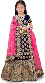 Girl's Taffeta Satin Semi Stitched Heavy Work Lehenga Choli Indian Etheric wear for Girls 5-15 Years