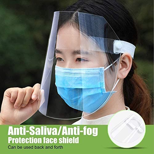 2 Pack Face Shield with Elastic Band, Anti Fog Face Shields Clear Plastic Protective Film for Men and Women