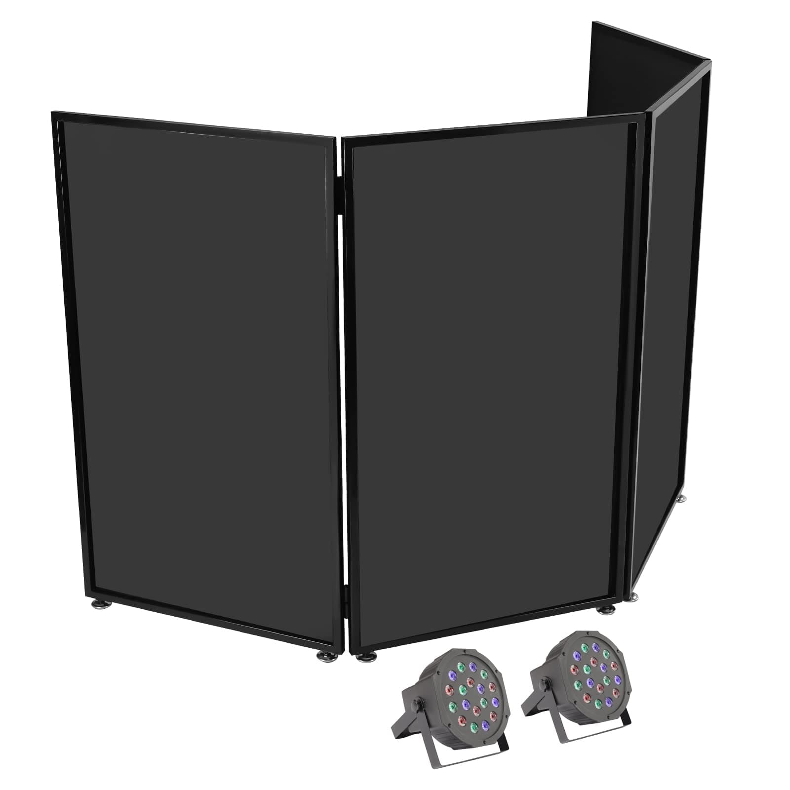 Gbonklong DJ Event Facade 4-Panel Metal Frame DJ Booth Portable Event Booth Screen, Projector Display Scrim Booth w/Travel Bag Case for Party Disco, Bar(Two lights Not Included)