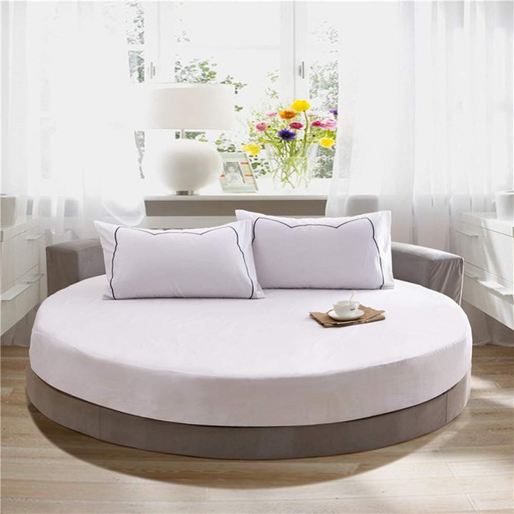 Bed Sheet Set Solid Color Pure Cotton Round Fitted Sheet Bed Cover Mattress Topper 200/220CM Wedding Housewarming Gift White Diameter 220cm Fitted Sheet