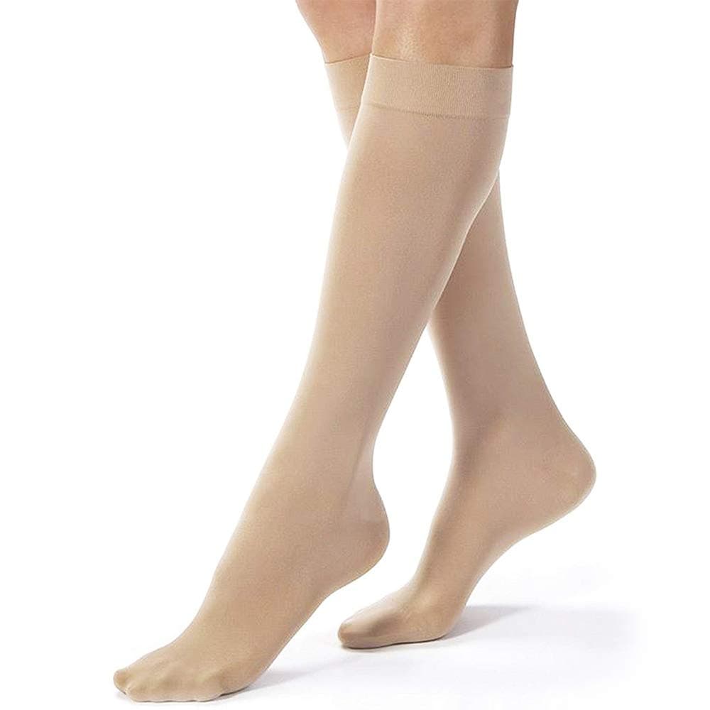 Terramed Graduated Compression Socks Knee Highs (Sheer) 20-30 mmHg Firm Support Stockings (X-Large, Beige)