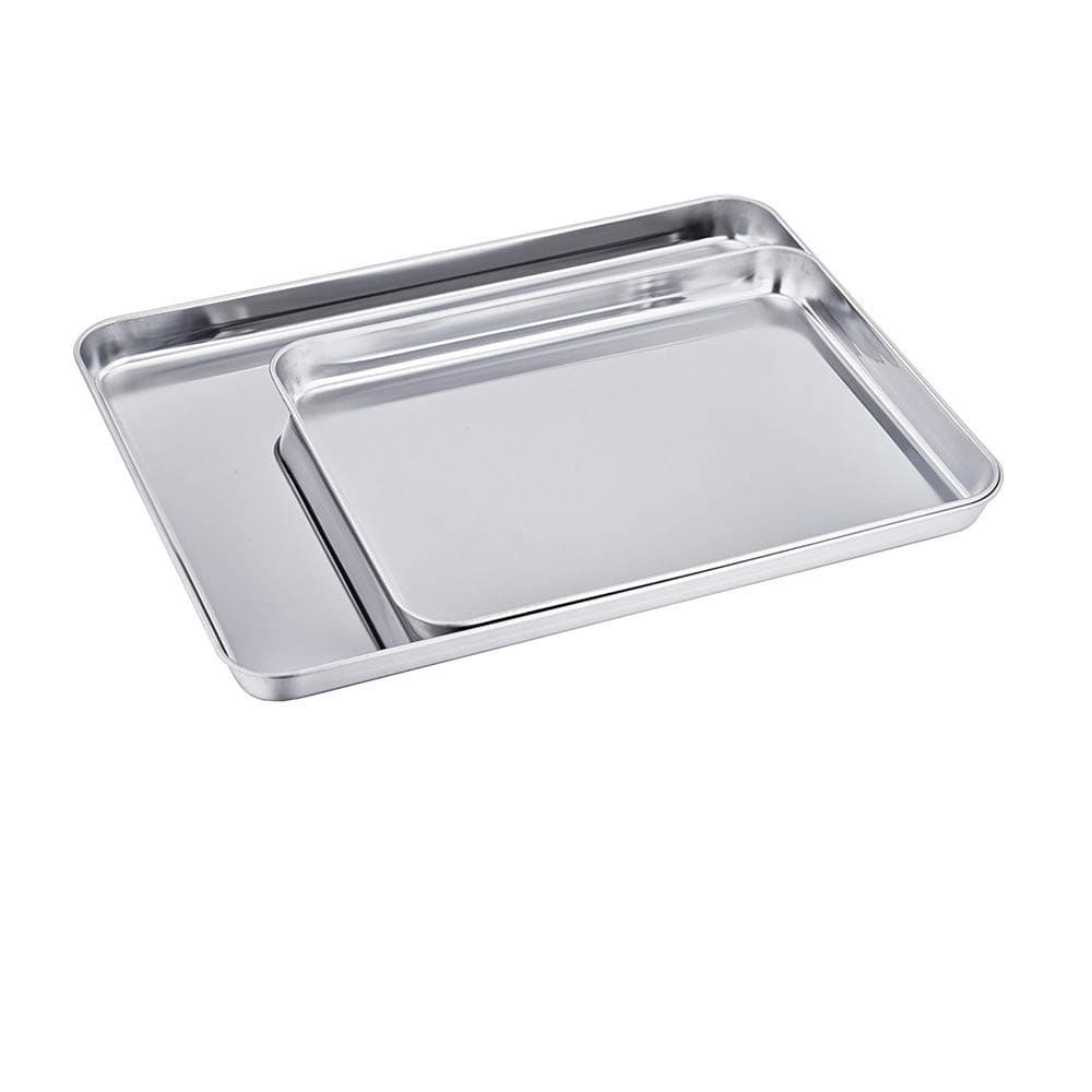 Baking Sheet Cookie Sheets,Pure Stainless Steel Commercial Baking Sheets,Baking Pan Tray Toaster Oven Sheets,Non Toxic Healthy Dishwasher Safe