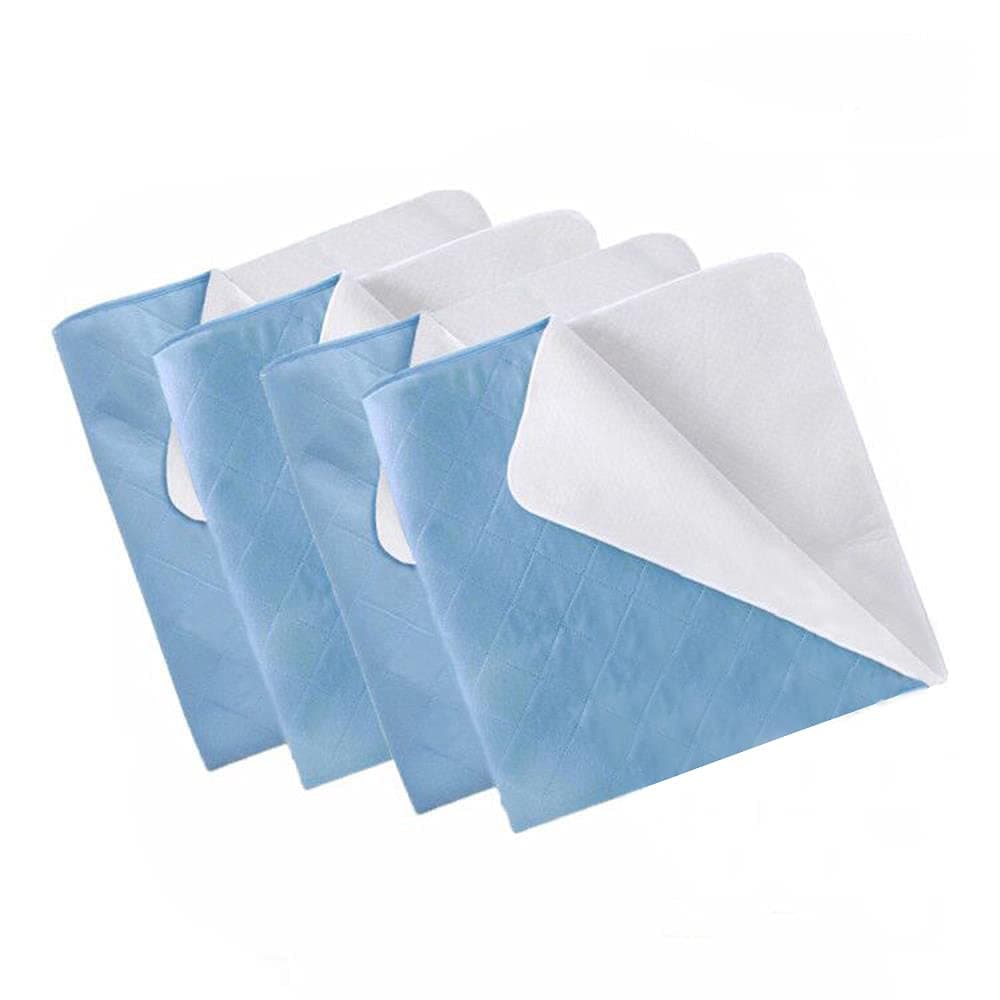 Umi. Essentials Incontinence Pad Washable Bed Protector Potty Training Sleep Mat Square Quilted Blue Pack of 4 (70x90cm)