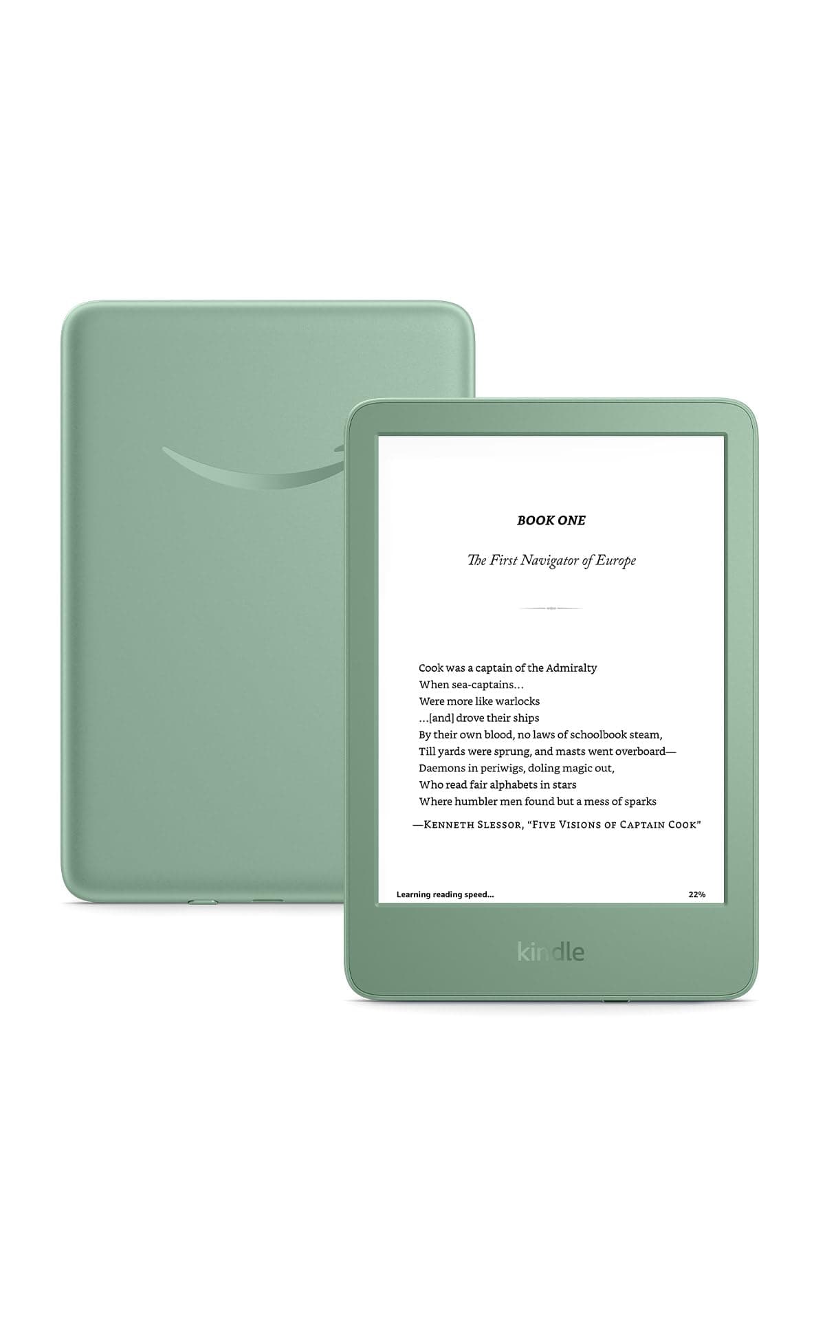 Kindle 16 GB (newest model) - Lightest and most compact Kindle, now with faster page turns, and higher contrast ratio, for an enhanced reading experience - Matcha
