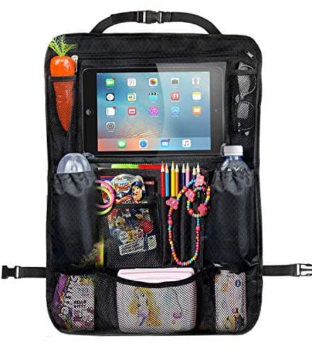 2017 New Luxury Backseat Car Organizer w/ Tablet Holder for Android, iPads iOS & More | Large 24"x19" Multipurpose, Premium Quality, Durable, Insulated Pockets | For Kids Toys & Travel Accessories
