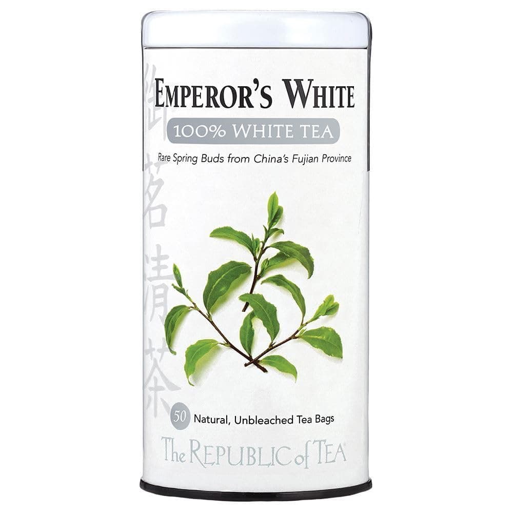 Emperor's 100% White Tea, Zero Calorie, Sugar-Free, Carb-Free, 50 Tea Bag Tin
