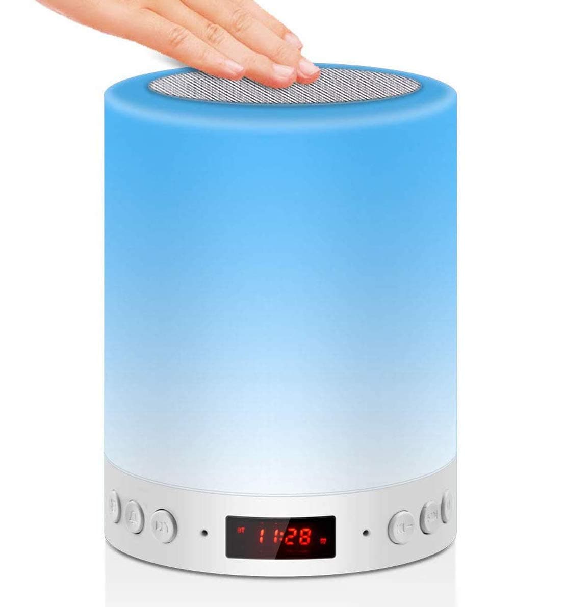 Bedside Lamp with Bluetooth Music Speaker Touch Control Night Light, RGB Color Changing Mood Light with Alarm Clock FM Radio Birthday Christmas Gifts