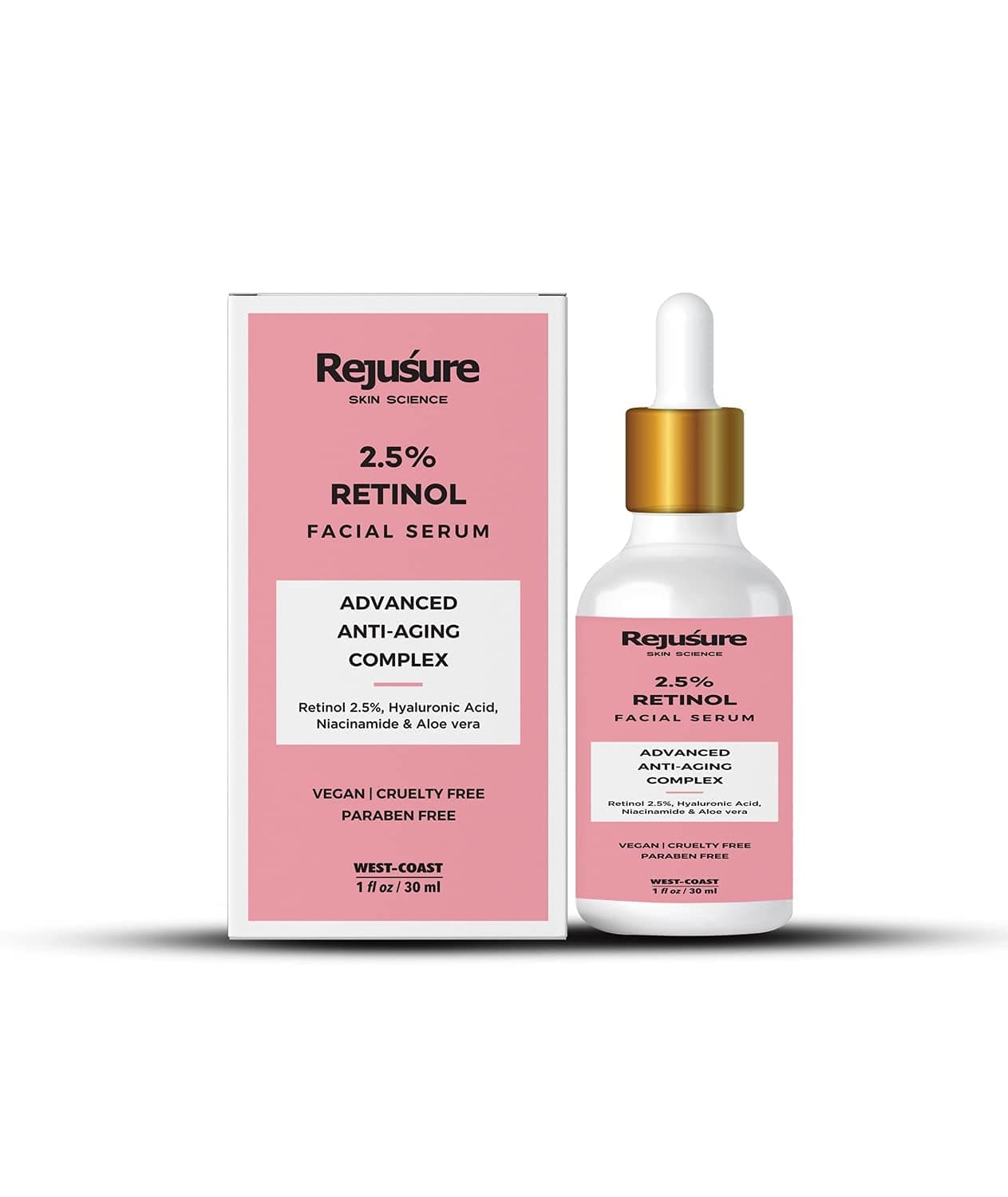 Rejusure 2.5% Retinol Anti-Aging Face Serum for Wrinkles & Fine Lines Boost Collagen & Restoration, 30 millilitre