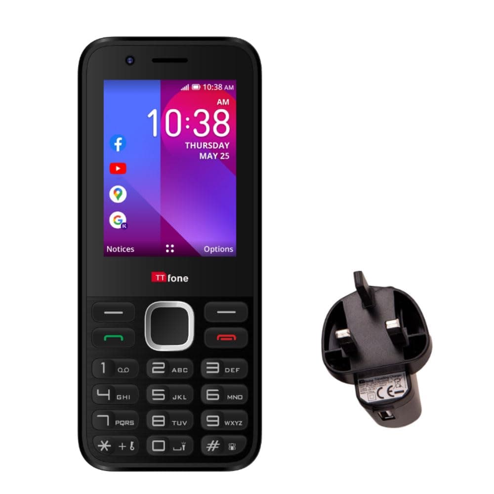 TTfone TT240 Simple Easy to use Mobile Phone - 3G KaiOS Feature Smartphone (with Mains Charger)