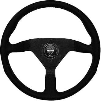MOMO Motorsport Montecarlo Alcantara Steering Wheel Black Alcantara Grip Brushed Anodized Spoke BK Stitch Black Horn Button 350mm
