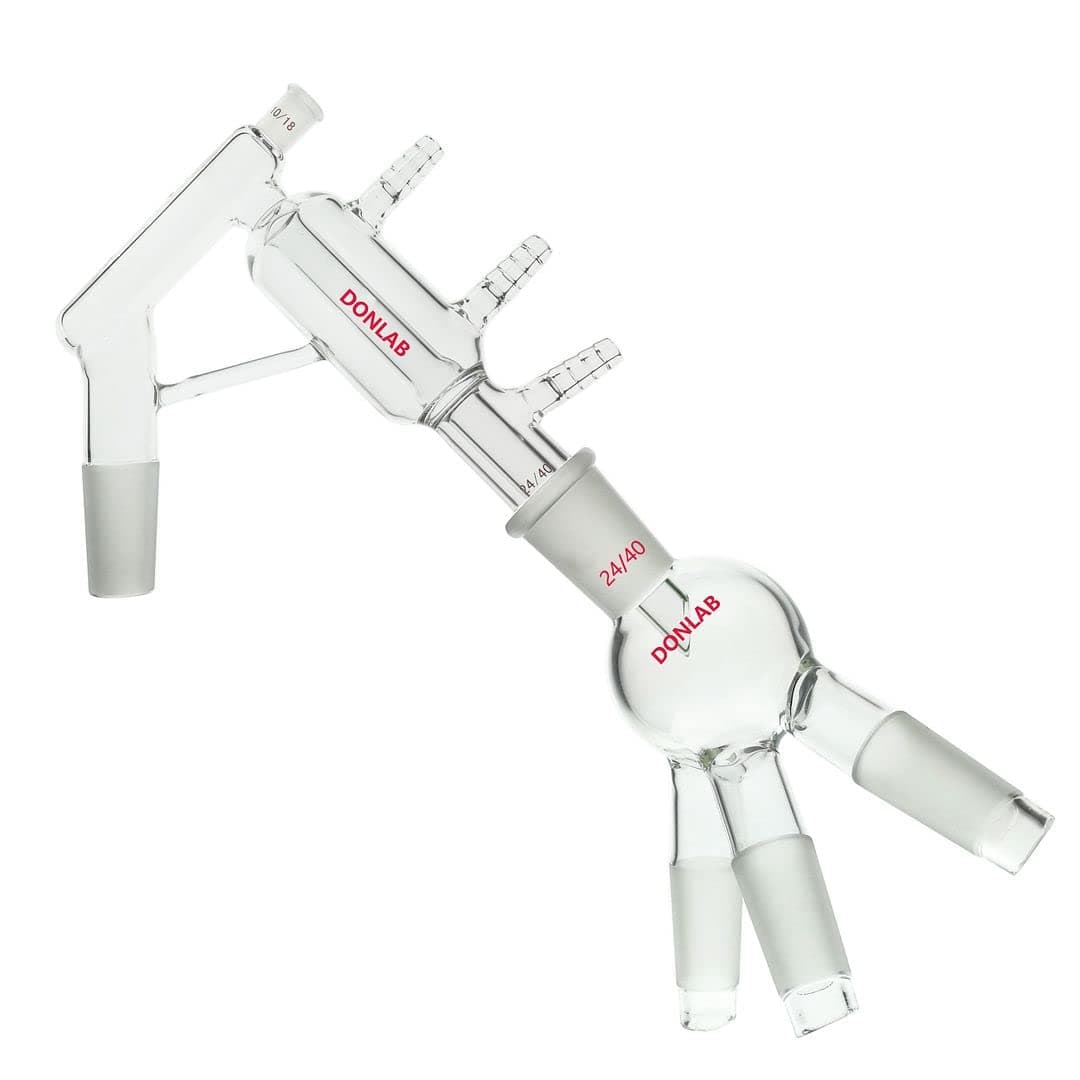 DST-KIT01 ASTM STD Glass Kit of 2 pcs Micro Distillation Head Short Path All-in-ONE 24/40 Joint 10/18 Thermometer Joint and 3 Way Distillation Receiver 135°Outer Joints