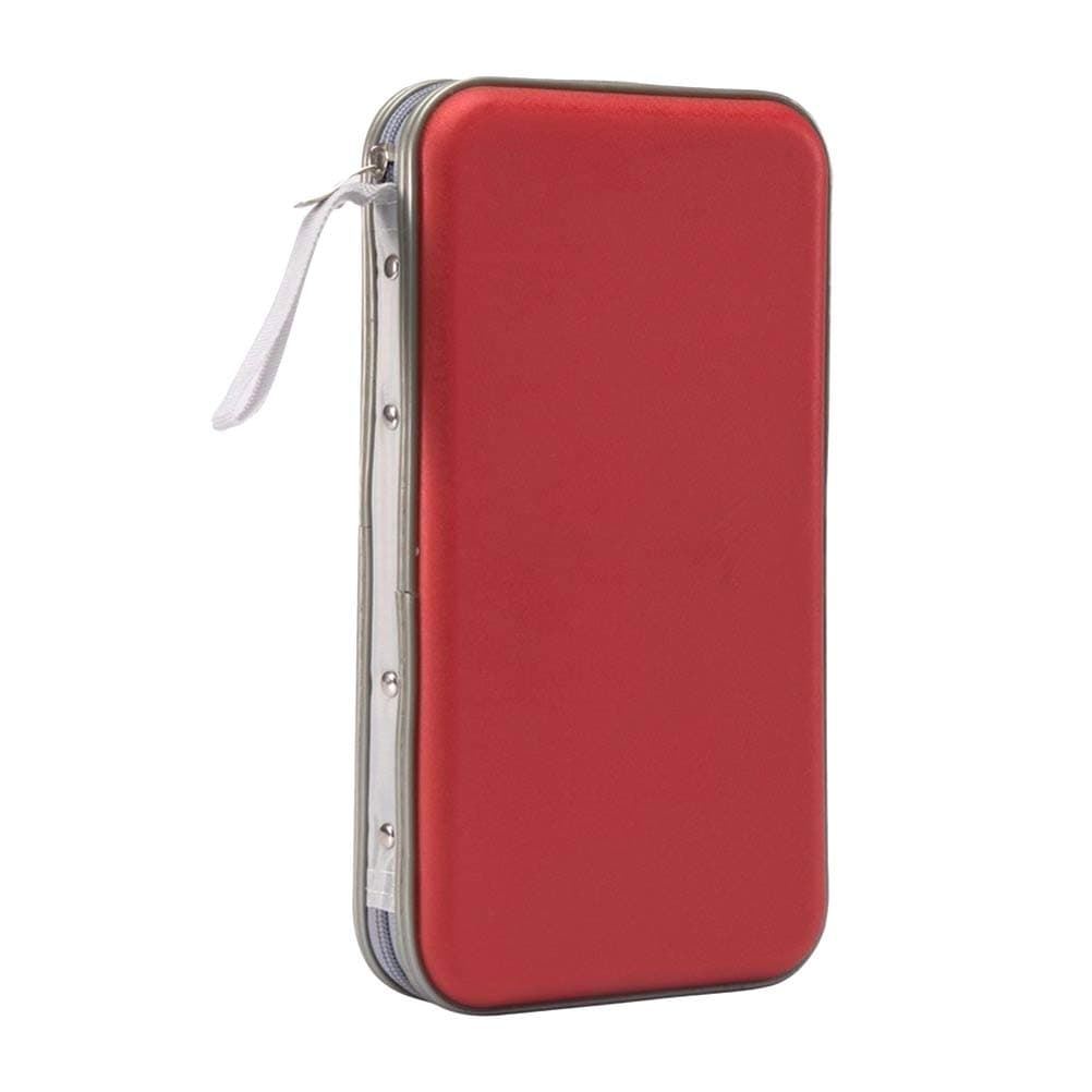 Portable Cd Wallet, Yeqoo 80 Disc DVD VCD DJ Storage Album Bag Hard Box Double side DVD storage case (Red)