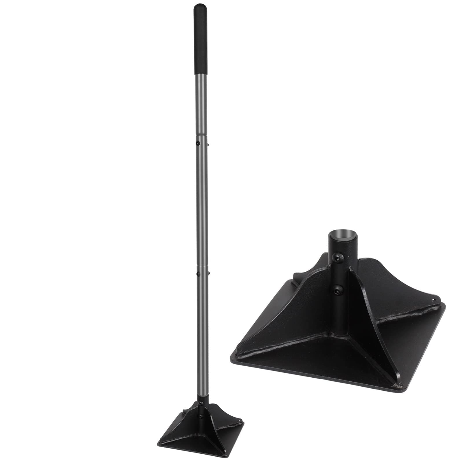Steel Tamper with 48 inch Handle 8"x8" Garden Tamper with Rubber Grip All-Steel Heavy Duty Tamper Tool for Leveling Ground Gravel Soil Asphalt Sand Installing pavers and Repairing Blacktop
