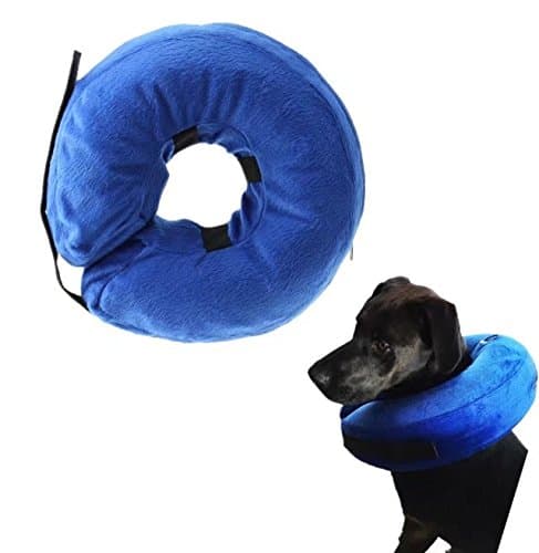 Youbixi Inflatable Protective E-Collar Dog and Cats Head Cone Soft Recovery Collar for Injuries Rashes Post-Surgery Blue