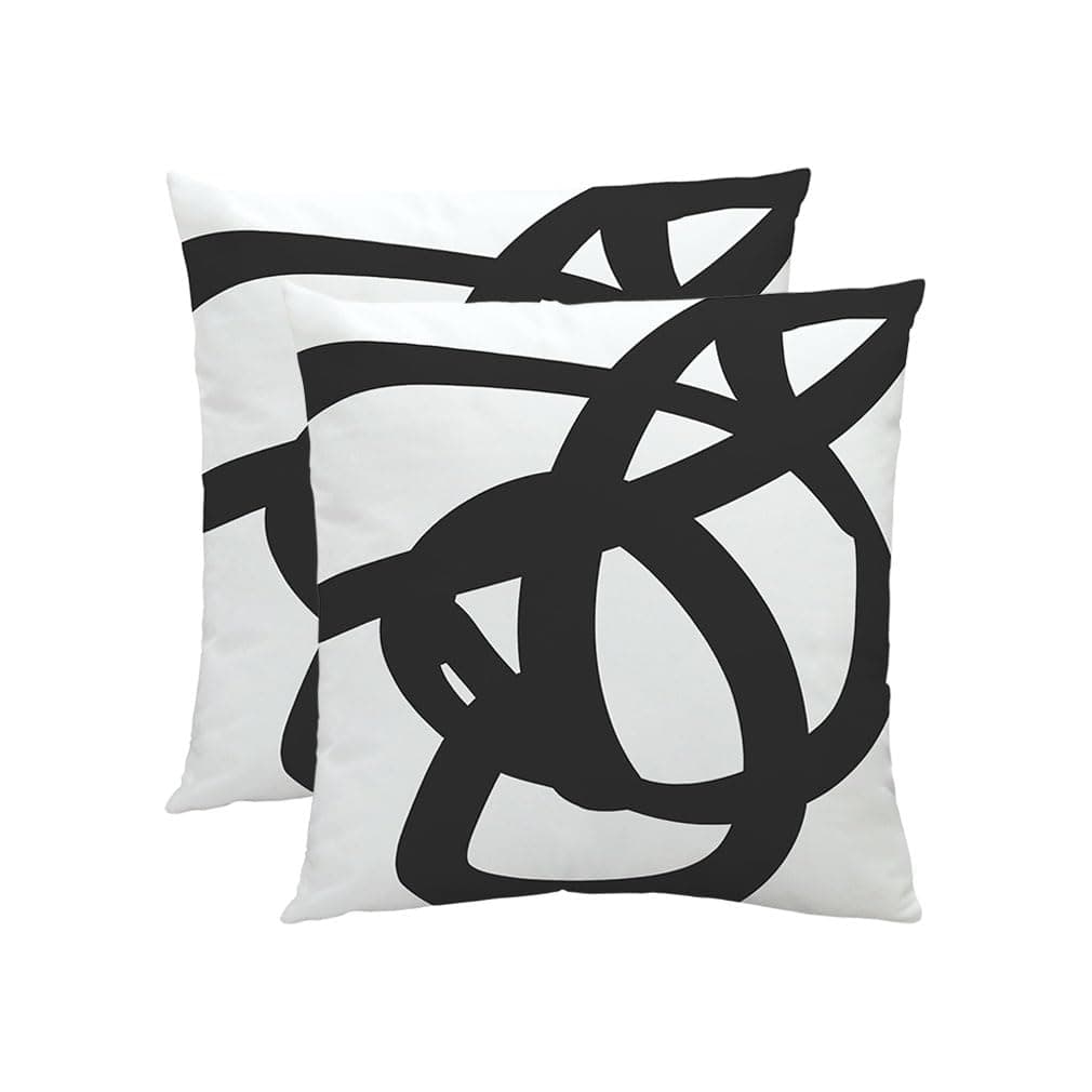 Double Sided Design Black and White Throw Pillow Covers - Modern Throw Pillow Cases for Home Decor, 18x18 Inches Set of 2 Boho Design Cushion Cover,Bedroom Bed Outdoor Couch Sofa