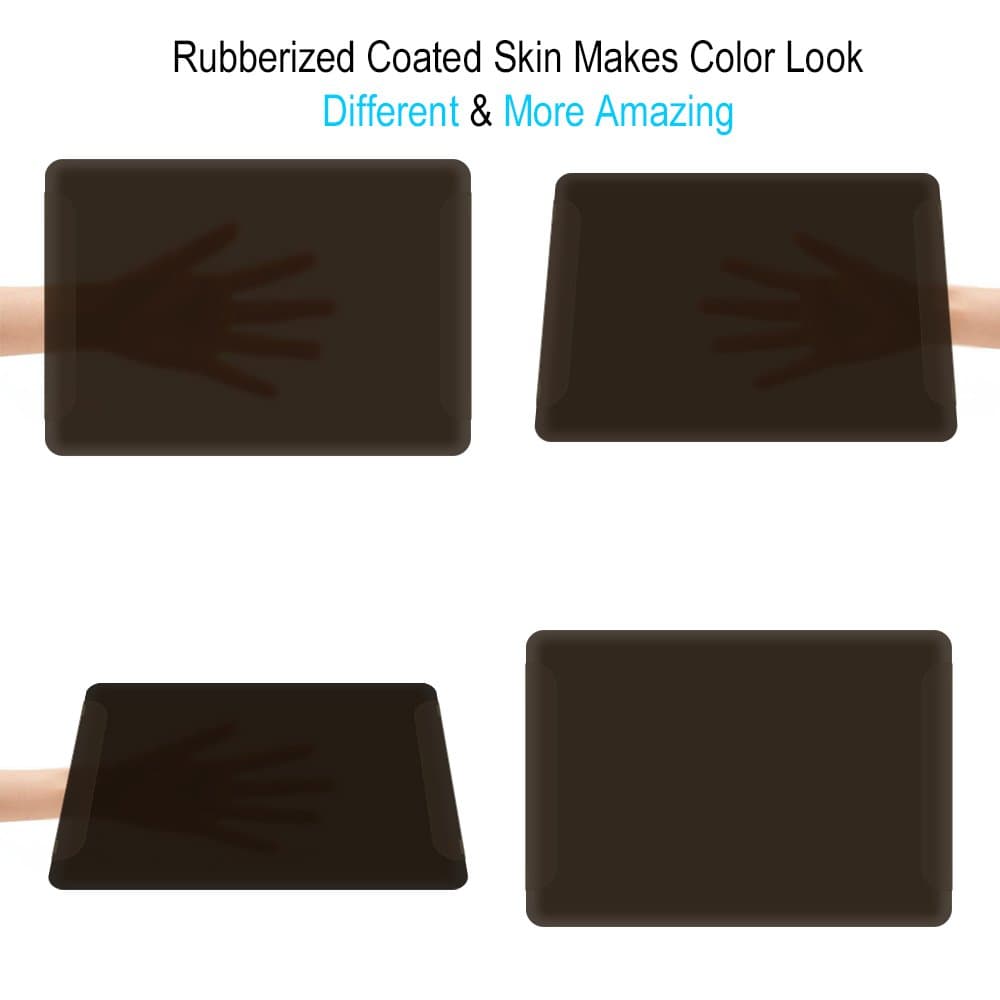 Hard Case for MacBook Air 11, Ultra Slim Lightweight Rubberized Coated Cover Mac Book 11 Inch Laptop, Flexible Translucent Hazy See-Thru Logo Rubber Shell (A1370 / A1465) A11 - Black