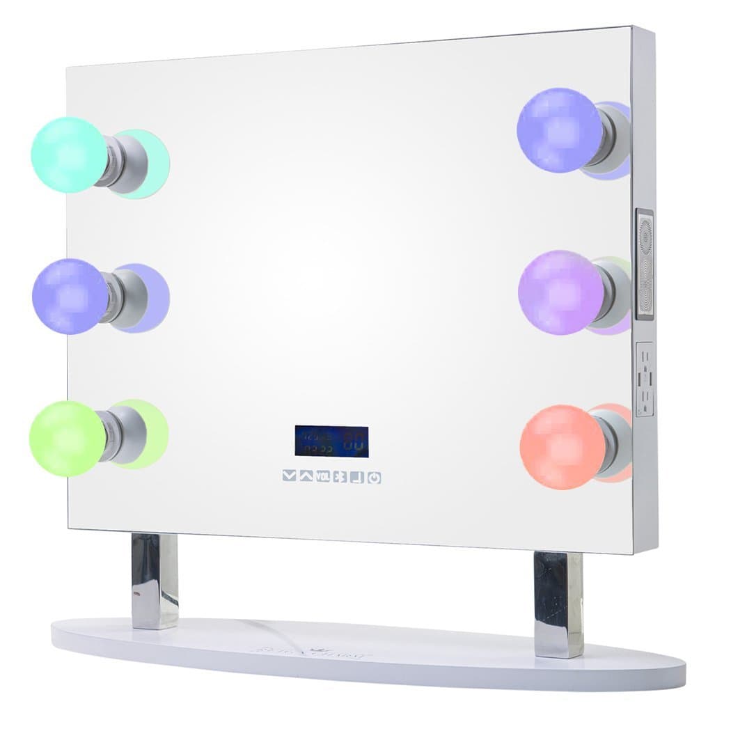 ReignCharm 6-Smart LED Light Bulbs Hollywood Vanity Mirror with Bluetooth Speakers, 26-inches Wide by 25.5-inches high