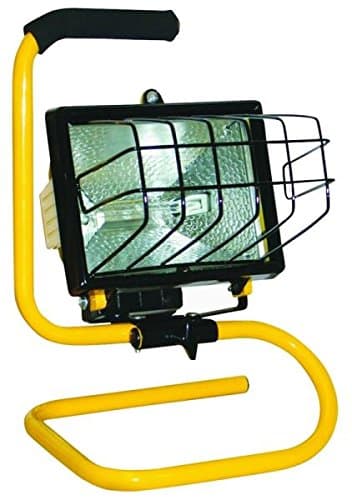 Rocky Mountain Goods Halogen Worklight with Stand/Handle - 500-Watt Portable Handheld Shop Light - Adjustable Lighting Angle - Grip Handle - Lens Guard - Industrial Aluminum housing - 5’ Power Cord