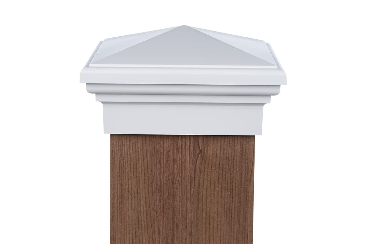 8x8 Post Cap (8.0") │ White New England Pyramid Top for Fences, Mailboxes, and Decks, by Atlanta Post Caps