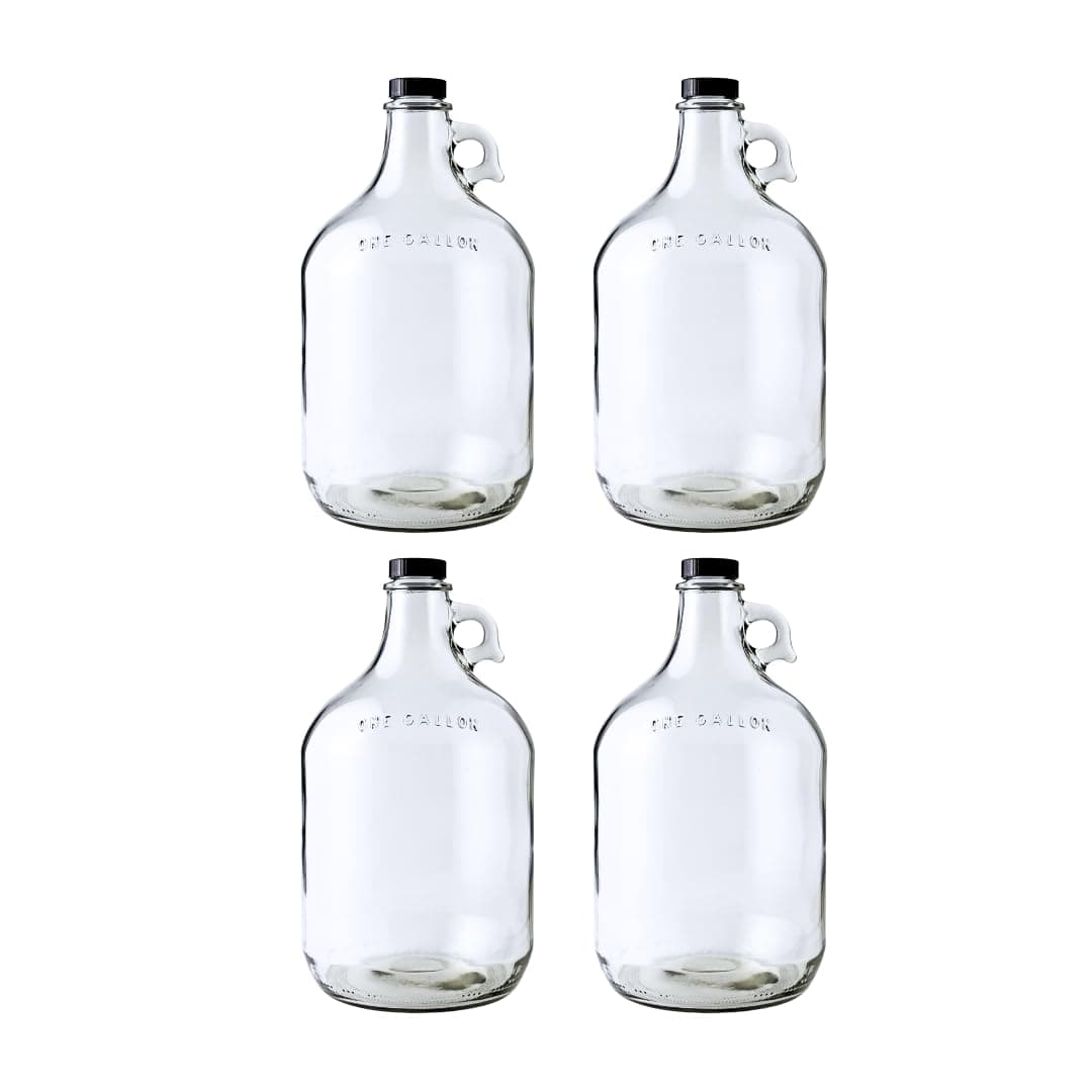 Glass Water Bottle, Includes 38 mm Polyseal Cap, 1 gal Capacity (Pack of 4)